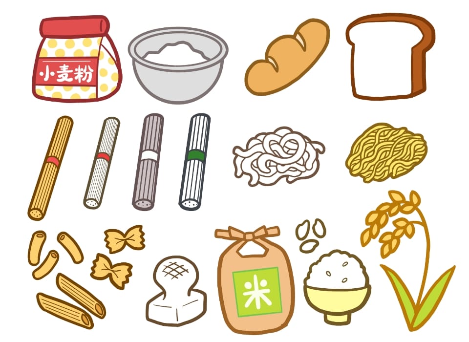 パンやご飯・麺のイラスト